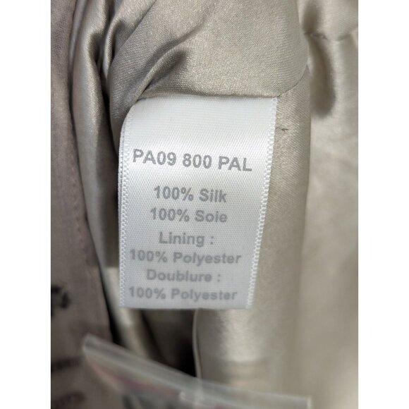 Parker 100% Silk Fully Beaded Allegra Mini Dress Taupe Size M Fairy Goth Grunge - Picture 14 of 16